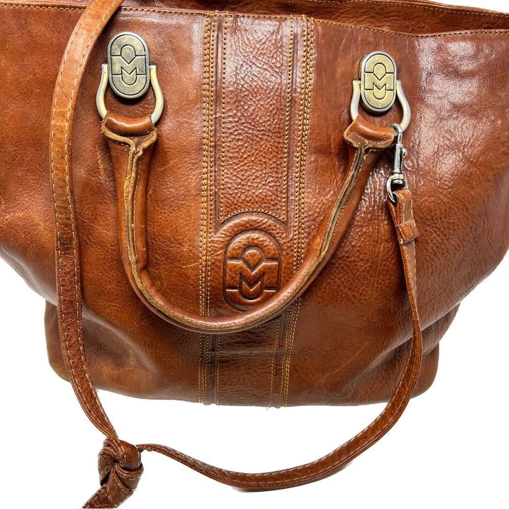 Marino Orlandi Brown Leather Satchel Tote - Picture 2 of 13